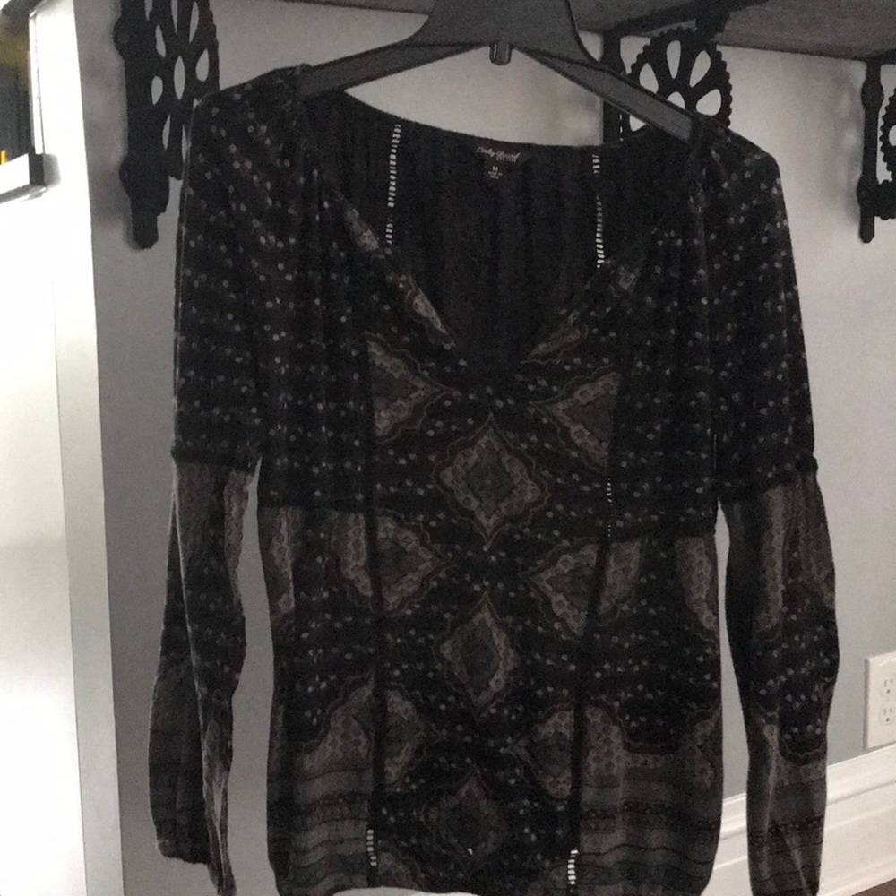 Black & taupe floral top